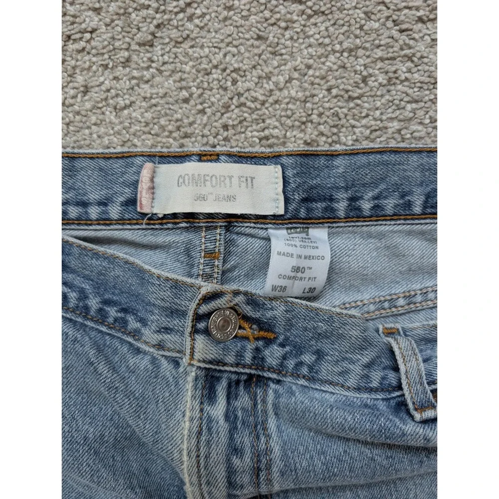 Y2K Levi's 560 Jeans Mens 38x30 Cotton Blue Faded Distressed Loose Comfort Fit